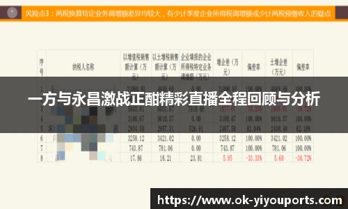 一方与永昌激战正酣精彩直播全程回顾与分析